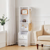 Tall Wood Bedside Cabinet Table Hanging Hook Storage Shelf Drawer with Lock Keys