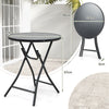 Outdoor Portable Metal Table Garden Patio Folding Round Table Bistro Table Black