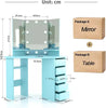 Dressing Table with LED Mirror Makeup Desk Vanity Table with 2 or 5 Drawers New
