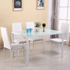 Toughened Tempered Glass Dining Table and Upholstered Chair Set Kitchen Seat UK