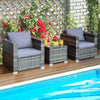 3 PCS Patio Wicker Bistro Set Outdoor Rattan Sofa Set Conversation Furniture