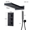 Thermostatic Concealed Bathroom Shower Set Rain Waterfall Head Mixer Tap Black