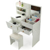 Dressing Makeup Set Bedroom Nenlgjbo Mirror with Stool Table Desk Vanity drawers