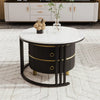 Nesting Coffee Tables Set of 2 Round Stacking Side Tables with Storage Drawers