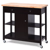Utility Wooden Movable Kitchen Storage Trolley Cart Cupboard W/ Rolling Wheels