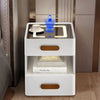 Wireless Charging Bedside Cabinets High Gloss with Adjustable LED Light 2 Drawer