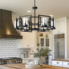 6-Light Large Wagon Wheel Chandeliers Drum Pendant Light Fixture for Dining Room
