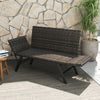 Metal Frame Wicker Couch Patio Convertible Sofa for 2-Grey