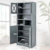Tall Bathroom Cabinet Large Floor Storage Cabinet w/ Acrylic Doors Grey
