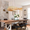 Wooden Rattan Pendant Light Fish Shape Hanging Ceiling Lamp LED Chandelier Shade