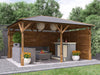 Bar Gazebo 4m x 3m Pressure Treated Wood Garden Shelter Roof Shingles Utopia
