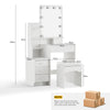Dressing Table with LED Lights Vanity Makeup Table with 4 Storage Drawer Stool