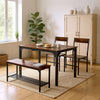Wood Dining Table and 2 Chair with Bench 4 in 1 Restaurant Kitchen Furniture Set
