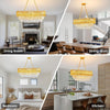 Modern Crystal Chandeliers 3-Tier K9 Oval Crystal Chandeliers Light Fixture Rect