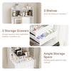 Modern Dressing Vanity Table with LED Light Mirror Fold-up Side Panel 2 Drawers