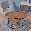 Nest of 3 Coffee Table Round Nesting Side End Table Industrial Living Room Set