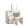White Dressing Table Vanity Makeup Desk with 3 Drawers Mirror & Stool Bedroom /