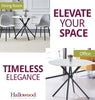Round Dining Table, Small White Marble Effect Top Kitchen Table with Metal Legs