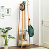 Solid Wood Coat Rack Stand Clothes Hanging Rail Rack Shelf Closet Portable Use