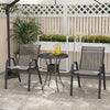 Set of 4 Patio Stackable Metal Dining Chair with Armrests-Grey