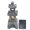 Outdoor Fountain Solar Powered Pagoda Garden Cascading Water Feature with Lights
