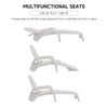 Resin Reclining Sun Loungers 5 Positions Adjustable Foldable Chair with Wheels