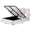 LED Bed Frame Faux Leather Gas Lift Up Ottoman Storage Bed 4ft6 Double Bed White
