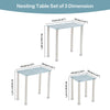 Nest of 3 Grey Tempered Glass Side End Nested Table Golden Stainless Steel Tubes