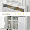 Bathroom Floor Storage Cabinet w/ 2 Sliding Doors Cupboard White 4 Wheels