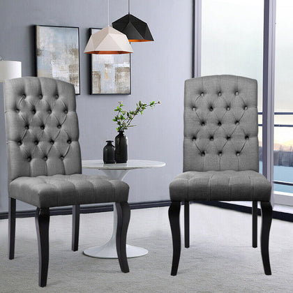 2/4 Retro Upholstered Chairs Accent Chair Buttoned Seat For Kitchen Dining Room