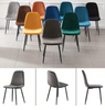Set Of 2 Velvet Dining Chairs Fabric Upholstered Seat With Metal Legs