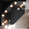 Corner Dressing Table Black Makeup Desk with LED Lights 3 Angle Mirror 5 Drawers