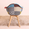 Patchwork Halo Dining Table Set - a White Table w/ 4 Fabric Tub Dining Chairs