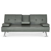 Sofa Bed Faux Leather with Cup Holders 2 Seater Click Clack Living Room Recliner