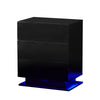 LED Light 3 Drawers Bedside Table High Gloss Cabinet Side End Table Living Room