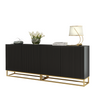 Modern Sideboard I 200cm I Black I Fluted Fronts I Gold Legs I Storage Cabinet