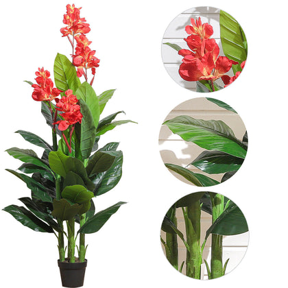 185cm Tall Artificial Canna Tree In Pot Realistic Fake Plant Garden Home Decor
