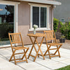 3 Piece Wooden Folding Bistro Set Dining Table and Chairs for Outdoor Patio