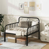 Metal Daybed Extendable Sofa Bed with Trundle for Adults and Guests Black