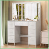 YAMISSI Vanity Dressing Makeup Table Set With LED Light Mirror Storage 7 Drawers