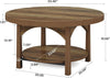 Round Coffee Table, 2-Tier Rustic Wooden Center Cocktail Table for Living Room