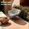 Garden Outdoor Rocking Chair Large Metal Frame Thick Padding Beige