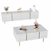 Modern High-gloss TV Cabinet TV Stand and Coffee Table Set for Living Room,White