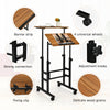 2-Tier Adjustable Standing Desk Mobile Sit Stand Desk Office Laptop Cart