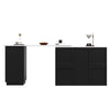 Kitchen Island Breakfast Bar Dining Table with Storage Cabinet Cupboard Black