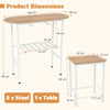 Natural Dining Table Set 3PCS with 2 Stools Storage Rack Footrest