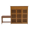 Shoe Bench Cabinet Cupboard 3 Shuttered Doors Footwear Organizer w/ Linen Stool
