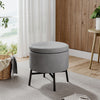 Round Upholstered Footstool w/ Storage Bench Chair Ottoman Pouffe Seat Stool Box