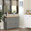 Rolling Kitchen Island Cart with Rubber Wood Top, Spices Grey