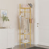 Metal Corner Coat Rack Clothes Rail Hall Tree Hanger Hook w Storage Shelf
